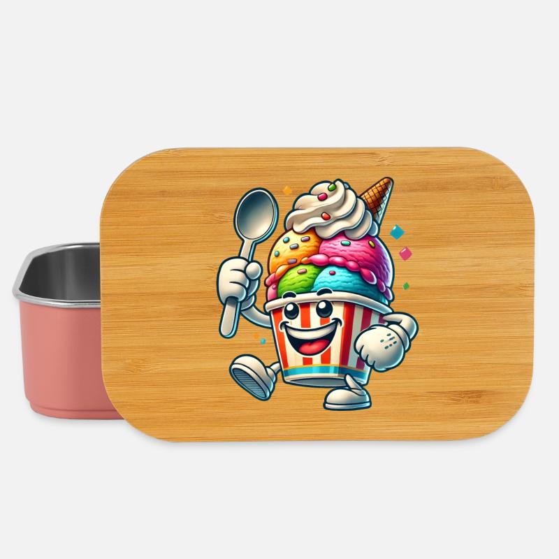 motif de glace de dessin animé joyeux pour les plaisirs de l’été - Boîte à goûter - rose clair