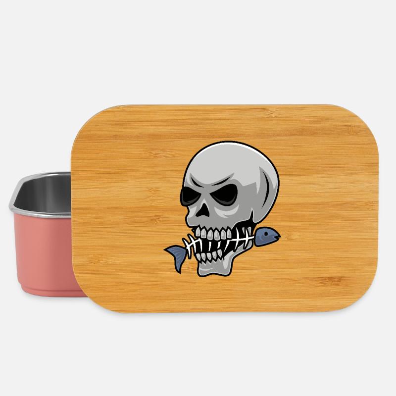 Fishing skull with fish - Lunch Box - light pink