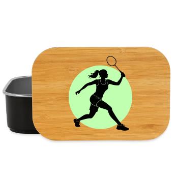 Badminton Player Forehand - Lunch Box - black - Front