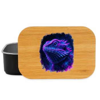 Bearded Dragon Cyberpunk Neon Synthwave - Lunch Box - black - Front