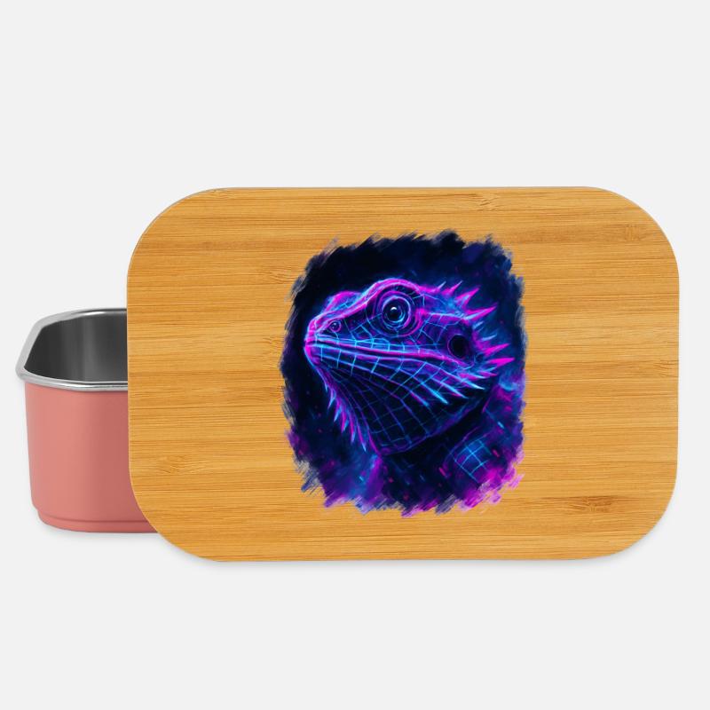 Bearded Dragon Cyberpunk Neon Synthwave - Lunch Box - Hellrosa