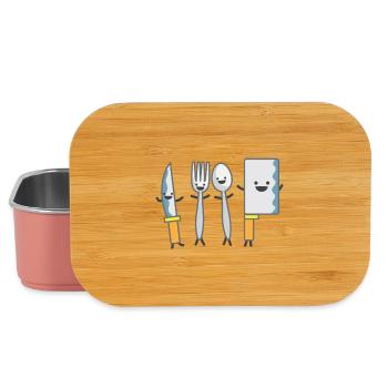 Kindermotiv tanzendes Besteck Kindershirt Besteck - Lunch Box - Hellrosa - Vorne