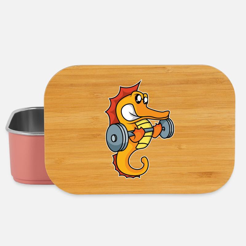 Gewichthebendes Seepferdchen - Lunch Box - Hellrosa
