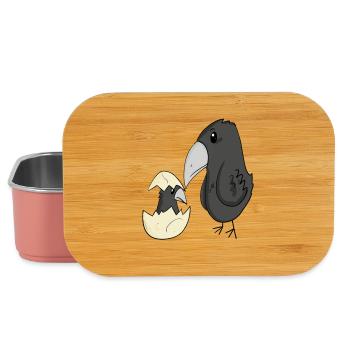 Famille Corbeau - Corbeau avec bébé - Motif Corbeau - Boîte à goûter - rose clair - Devant