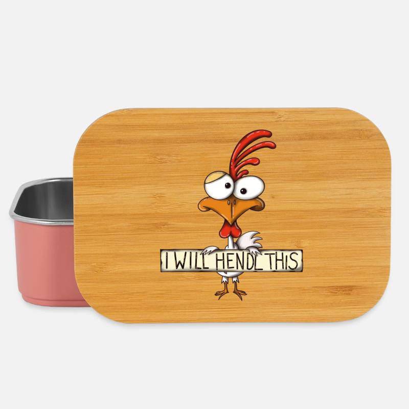 I will hendl this - Hahn, lustiger Spruch - Lunch Box - Hellrosa