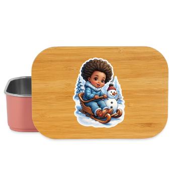 Winter fun with snowman and sleigh - Lunch Box - light pink - Front