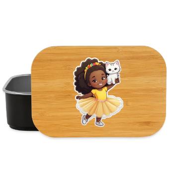Cheerful child with cat in tutu - Lunch Box - black - Front