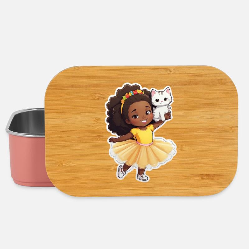 Enfant joyeux avec chat en tutu - Boîte à goûter - rose clair