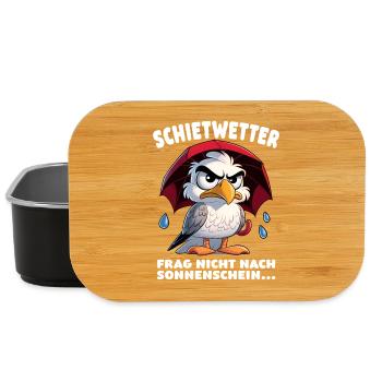 Schietwetter Spruch Lustige Möwe mit Regenschirm - Lunch Box - Schwarz - Vorne