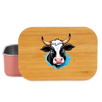Vache dans le style bande dessinée - Boîte à goûter - rose clair - Devant