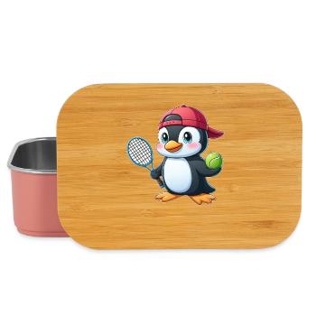 Mignon pingouin joueur de tennis dessin animé - Boîte à goûter - rose clair - Devant
