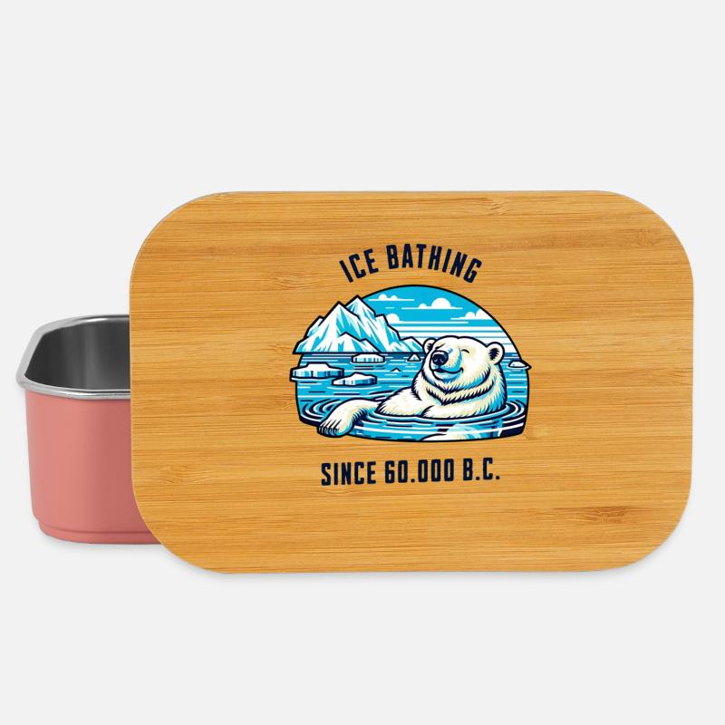 Eisbär beim Eisbaden in der Arktis Kälte Physio - Lunch Box - Hellrosa