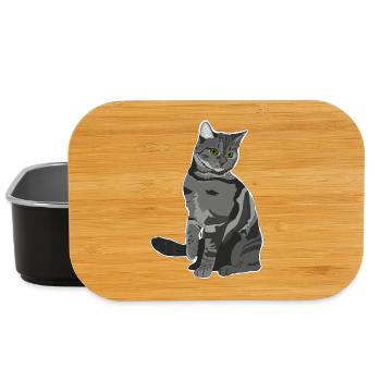 Gray Cat - Lunch Box - black - Front