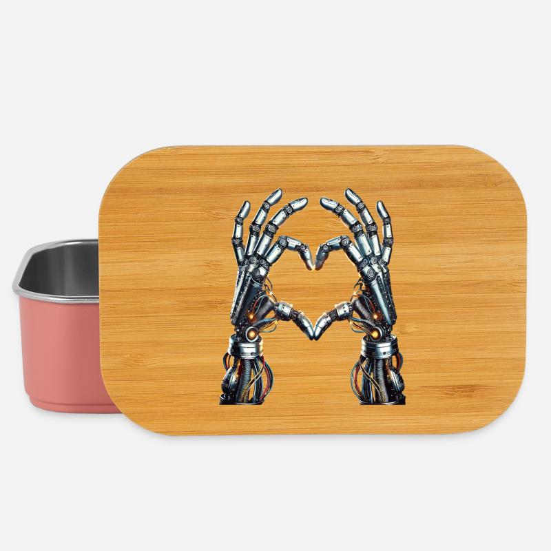 Roboter Herz Hände - Cyborg Lovehands - Lunch Box - Hellrosa