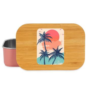 palmier coucher de soleil soleil d’été - Boîte à goûter - rose clair - Devant