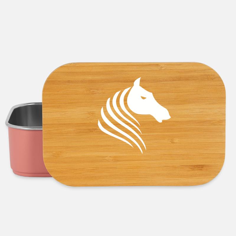 Minimalistischer Pferdekopf Silhouette Portrait - Lunch Box - Hellrosa