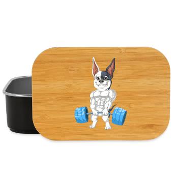 Französische Bulldogge Gewichtheben – Strong Dog Gym - Lunch Box - Schwarz - Vorne