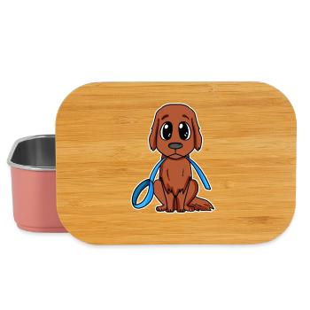 Cute dog with bow Irish Red Setter - Lunch Box - light pink - Front