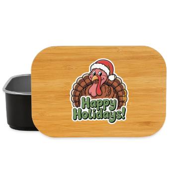 Illustration d'une dinde festive avec un chapeau de Père Noël - Boîte à goûter - noir - Devant