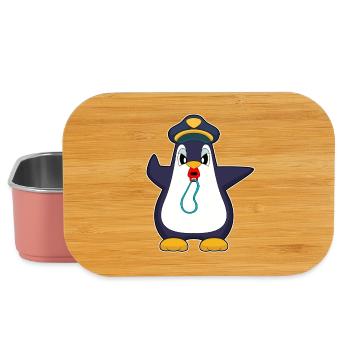 Pinguin Polizist Trillerpfeife Polizei - Lunch Box - Hellrosa - Vorne
