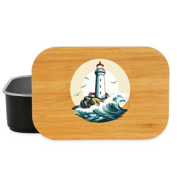 Phare au bord de la mer - Boîte à goûter - noir - Devant