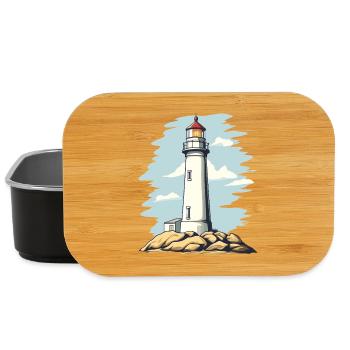 Motif côtier de phare sur le rocher - Boîte à goûter - noir - Devant