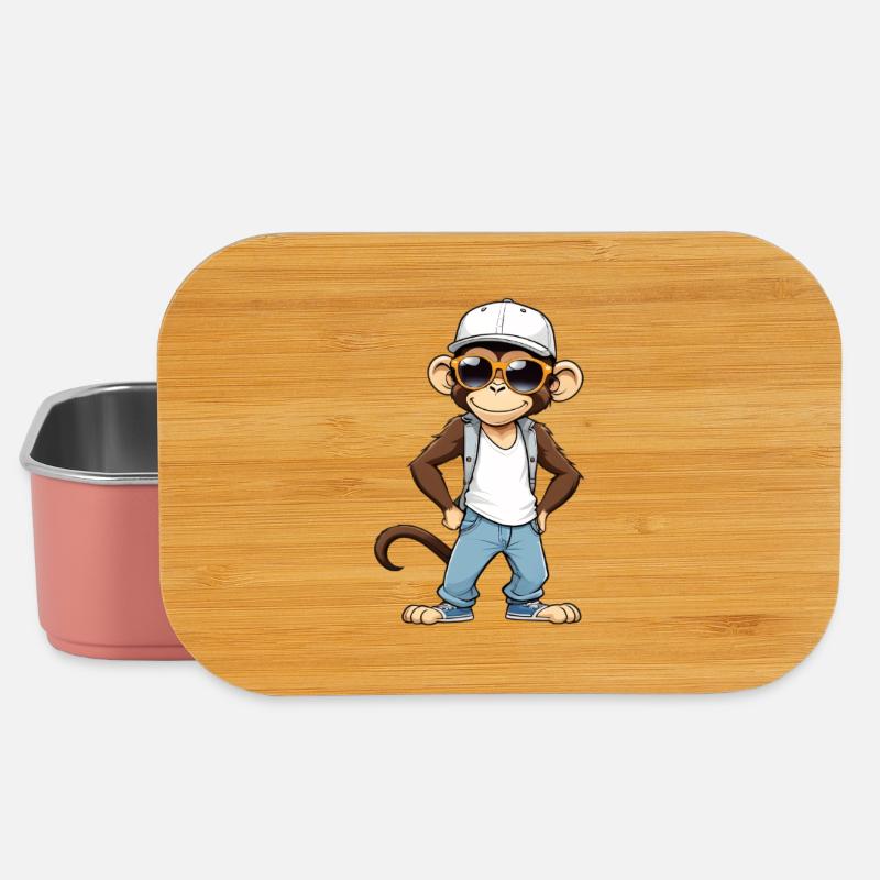 Cool Affe mit Sonnenbrille und Cap - Lunch Box - Hellrosa