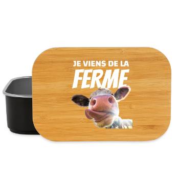 VACHE : JE VIENS DE LA FERME - Boîte à goûter - noir - Devant
