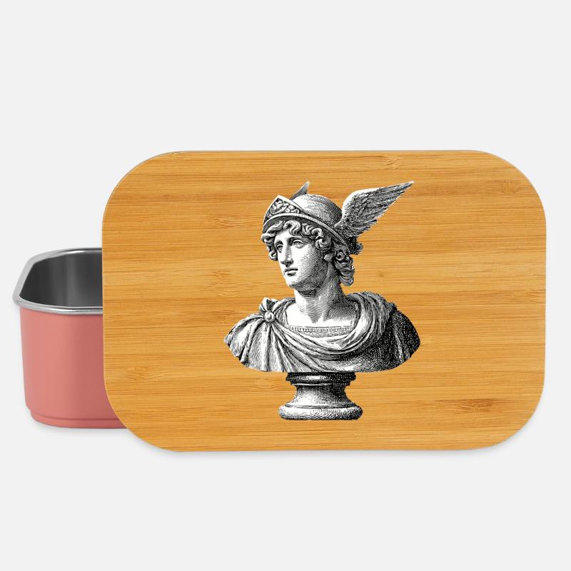 Antique Bust Hermes - Classic Engraving - Lunch Box - light pink