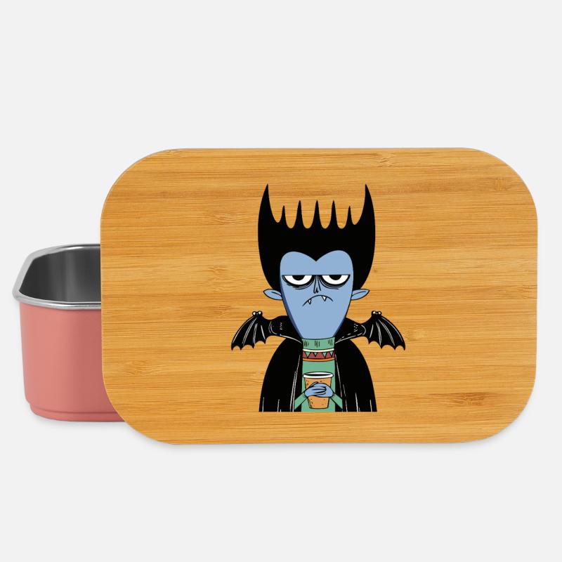 Vampire du café | Drôle de vampire avec des ailes de chauve-souris - Boîte à goûter - rose clair