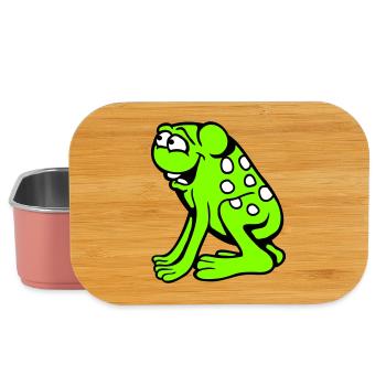 Frog Toad Laughing Funny Silly Cheeky Sitting Comic - Lunch Box - light pink - Front