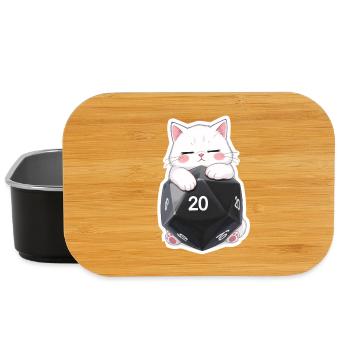Sleeping Cat Hugging W20 Cube – Cartoon - Lunch Box - black - Front