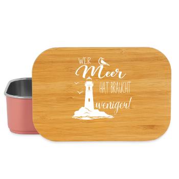 Leuchtturm Zitat Wer Meer hat braucht Weniger - Lunch Box - Hellrosa - Vorne