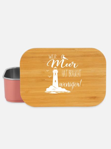 Leuchtturm Zitat Wer Meer hat braucht Weniger - Lunch Box - Hellrosa