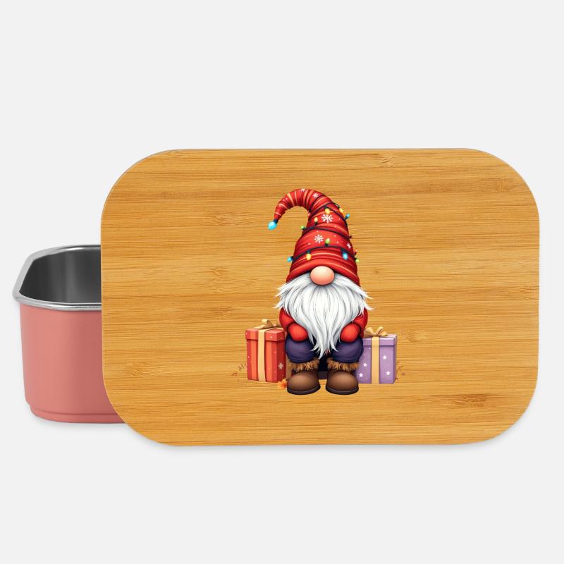 Weihnachtswichtel Mit Lichterkette Und Paketen - Lunch Box - Hellrosa