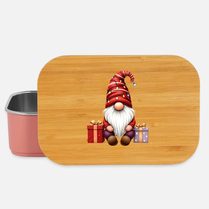 Weihnachtswichtel Mit Lichterkette Und Päckchen - Lunch Box - Hellrosa