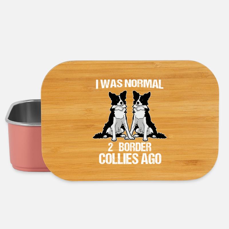 J’étais normal il y a 2 border collies chien papa chien maman - Boîte à goûter - rose clair