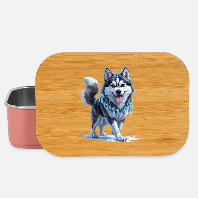 Eis Husky mit Eiskristallkette - Lunch Box - Hellrosa