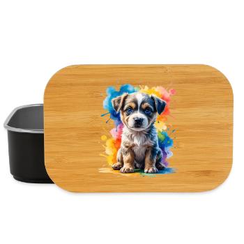Puppy Watercolor Color Explosion - Lunch Box - black - Front