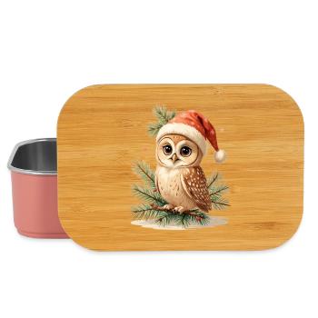 Christmas Owl with Santa Hat - Lunch Box - light pink - Front