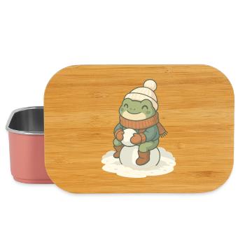 Winter Frosch – Cozy Frog im Schnee - Lunch Box - Hellrosa - Vorne
