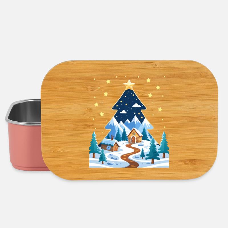 Winterwald im Sternbaum-Design - Lunch Box - Hellrosa