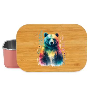 Rainbow bear in the forest - Lunch Box - light pink - Front