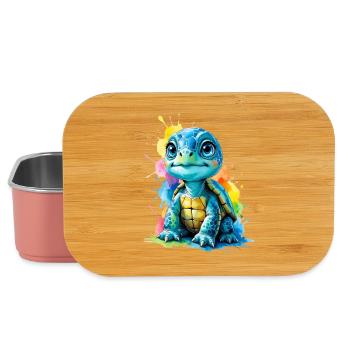 Bunte Schildkröte mit Farbspritzern - Lunch Box - Hellrosa - Vorne