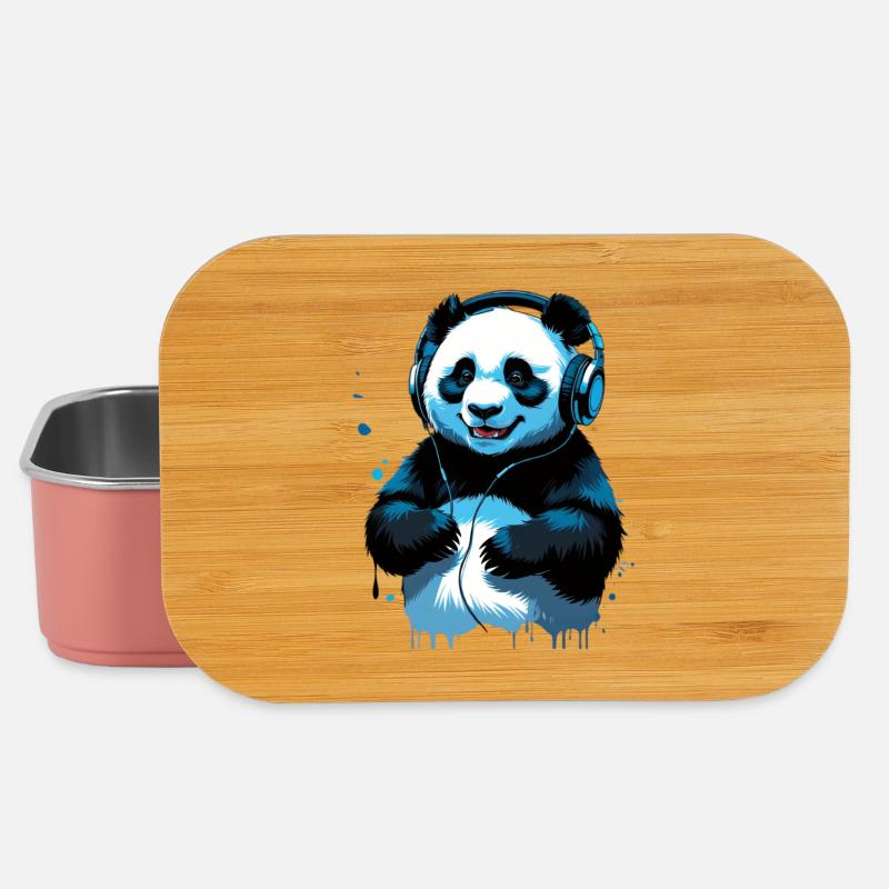 Blue Panda écoutant de la musique - Boîte à goûter - rose clair