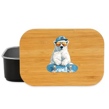 Polar Bear Skateboard Chill - Lunch Box - black - Front