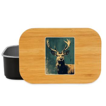 Rentier Hirsch Geweih Reindeer Vintage - Lunch Box - Schwarz - Vorne