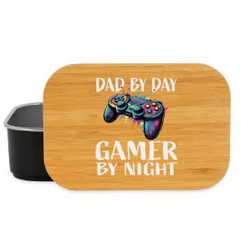 Papa le jour, joueur de nuit Art de manette - Boîte à goûter - noir - Devant