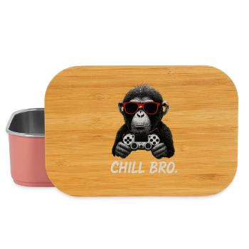 Gamer Affe mit Controller & Sonnenbrille Chill Bro - Lunch Box - Hellrosa - Vorne