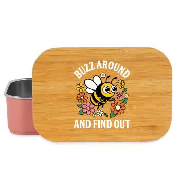 Buzz Around and Find Out Bee Humor Meme Saying - Lunch Box - light pink - Front